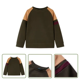 Bluza dziecięca - kolor ciemne khaki i camelowy - 128 - Bluza Dla Dziecka - Bluzy dla dziewczynek - miniaturka - grafika 1