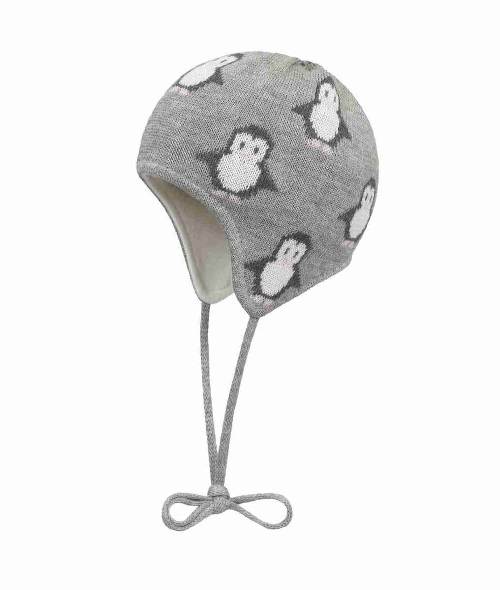 Czapka dziewczęca, szara, pingwiny, Döll