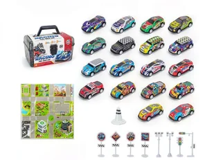 Auta Resoraki 25 Szt. Samochody w kuferku + Podkładka + Akcesoria, Zestaw samochodów wyścigowych - Samochody i pojazdy dla dzieci Auta Resoraki 25 Szt. Samochody w kuferku + Podkładka + Akcesoria, Zestaw samochodów wyścigowych - Samochody i pojazdy dla dzieci - miniaturka - grafika 1