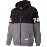 Bluzy sportowe damskie - Bluza męska Puma Power Colorblock czarno-szara FZ - miniaturka - grafika 1