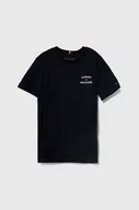 Koszulki dla chłopców - Tommy Hilfiger t-shirt bawełniany dziecięcy kolor granatowy z nadrukiem - miniaturka - grafika 1