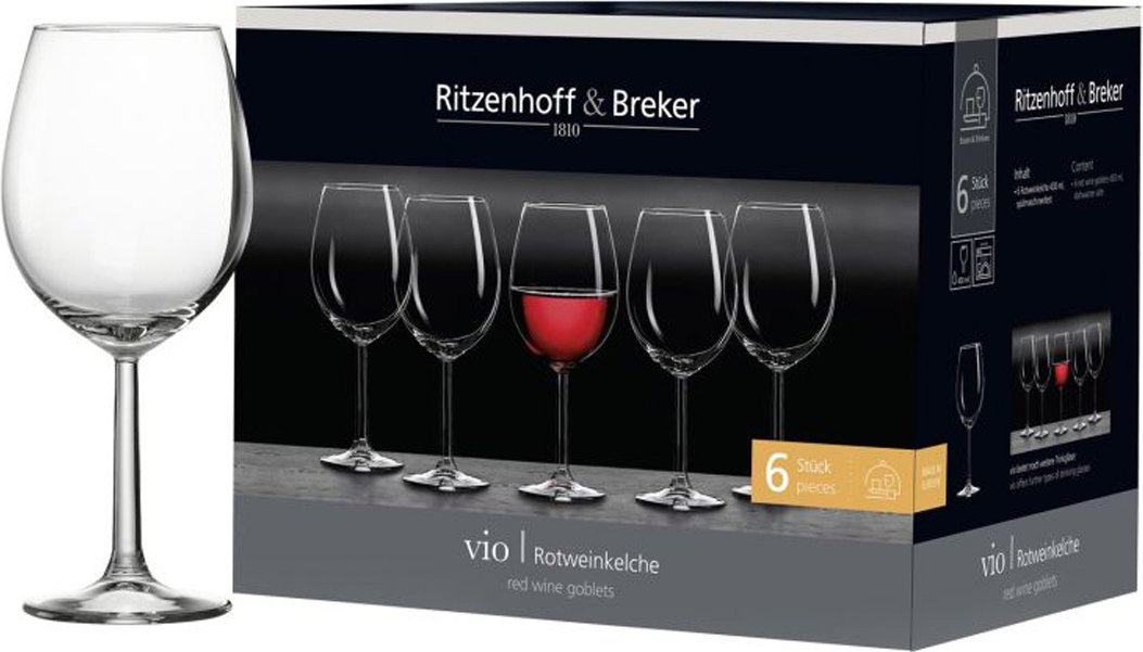 Kieliszki do czerwonego wina Ritzenhoff i Breker Vio gładkie 430 ml 6s
