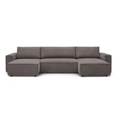 Narożniki - Ciemnoszary sztruksowy rozkładany narożnik Bobochic Paris Nihad Panoramique - miniaturka - grafika 1