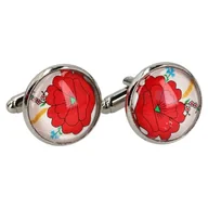 Spinki do mankietów i krawatów - Spinki do mankietów - haft kociewski (białe) - miniaturka - grafika 1