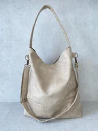 Torebki damskie - Torba hobo XL - beż - miniaturka - grafika 1