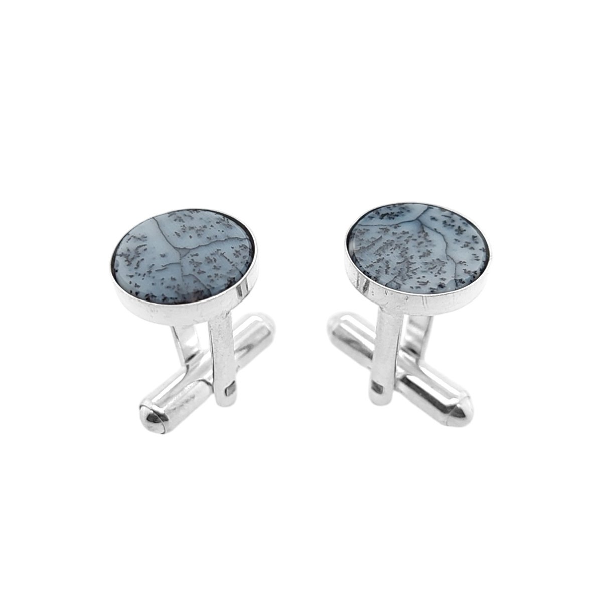 Spinki do mankietów Agat Dendrytowy Ø12 (S1419) Srebro [925]