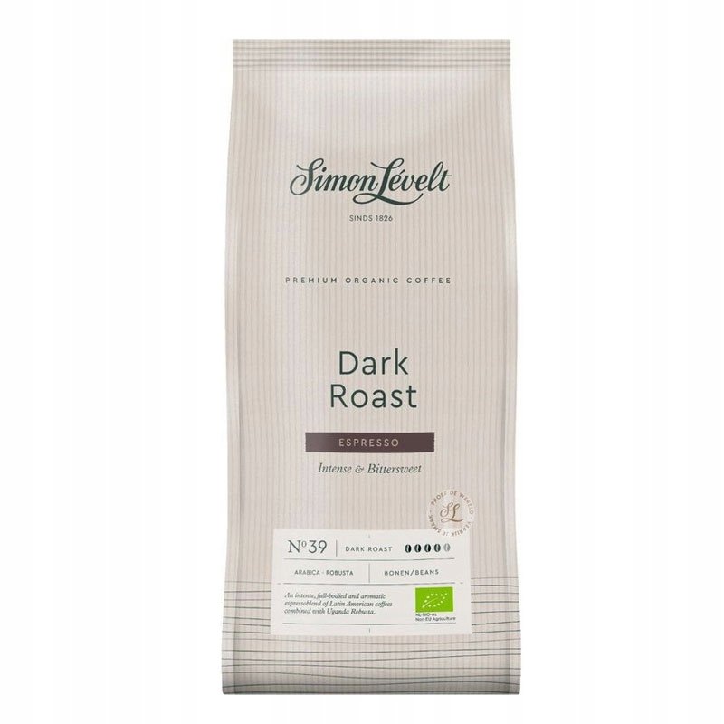 Bio Kawa ziarnista Espresso Dark Roast mocno palona 1kg Simon Levelt