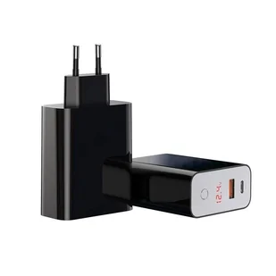 Baseus Speed PPS ładowarka sieciowa EU USB + USB Typ C PD3.0 QC3.0 45W czarny (CCFSEU907-01) - Ładowarki do telefonów - miniaturka - grafika 1
