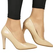 Czółenka - DAMSKIE CZÓŁENKA SZPILKI NA SŁUPKU SERGIO LEONE 1446 COFFE BEŻOWE CIELISTE MATOWE - miniaturka - grafika 1