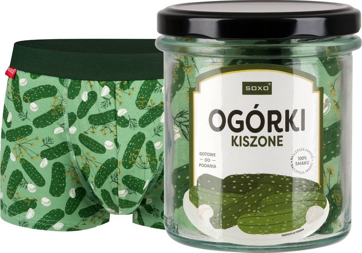 Soxo Męskie Bokserki Ogórki w słoiku idealny zabawny prezent dla Niego M