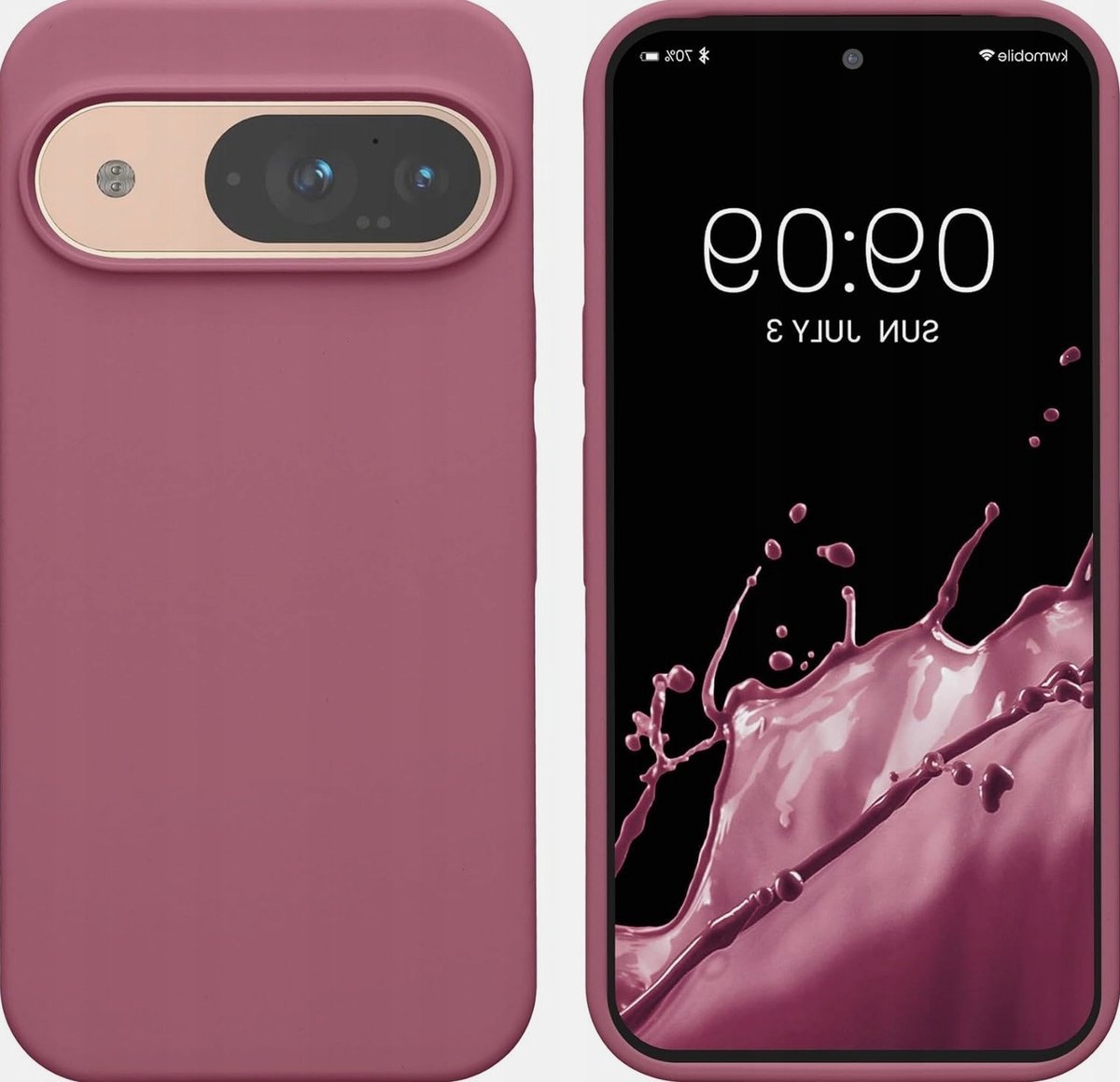 Etui do telefonu 15x7cm silikonowe matowe kwiatowy wzór fioletowe