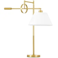 Lampy stojące - LAMPA NOCNA BIURKOWA MOSIĘŻNO-BIAŁA TURINA - miniaturka - grafika 1