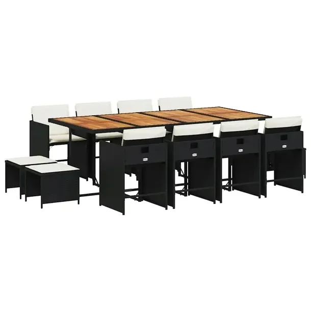 Zestaw Mebli Ogrodowych Rattan PE, Stół 220x106x73 cm, Krzesła 50,5x50x7