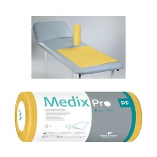 Podkład higieniczny na rolce 50cm x 50cm żółty podfoliowany 54g MedixPro 40szt - Kosmetyczne akcesoria jednorazowe - miniaturka - grafika 1