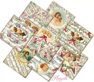 Papiery Do Scrapbookingu Anioły Zestaw 24 Arkuszy 15X15Cm - Dekoratorstwo - miniaturka - grafika 1
