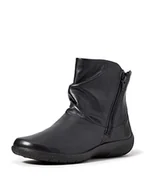 Botki damskie - Hotter Whisper Damskie klasyczne botki o średnim kroju z dwustronnymi zamkami błyskawicznymi ze skóry i zamszu, czarne, bardzo szerokie, Czarny, 6.5 UK X-Wide - miniaturka - grafika 1