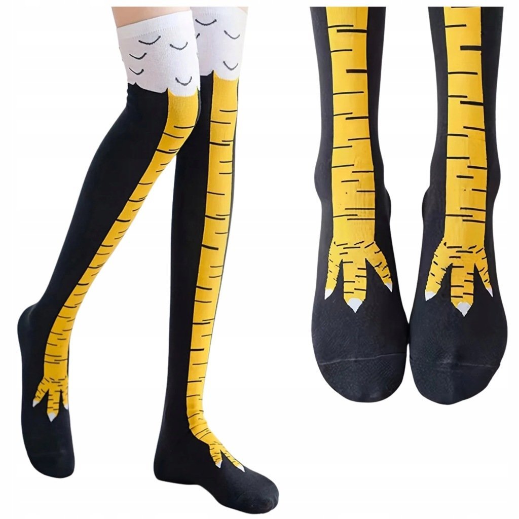 Zakolanówki KURZE ŁAPKI Czarny Skarpetki 3D Nogi Kurczaka Kura Prezent HIT