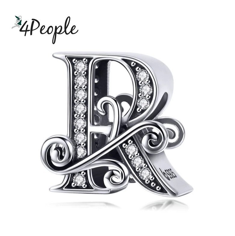 Zawieszka Charms Literka Litera R Alfabet Srebro
