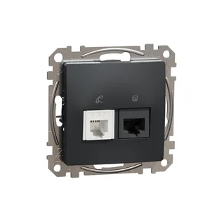 Schneider Gniazdo internetowo-telefoniczne (RJ45 kat.6 UTP + RJ11) SEDNA Design & Elements antracyt - Gniazdka elektryczne - miniaturka - grafika 1