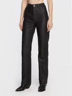 Spodnie damskie - Remain Spodnie skórzane Leather RM1700 Czarny Regular Fit - miniaturka - grafika 1