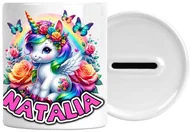 Skarbonki - Skarbonka Jednorożec Z Napisem Nadrukiem Prezent Urodziny Zatyczka Na Dole - miniaturka - grafika 1