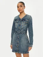 Sukienki - Tommy Jeans Sukienka jeansowa DW0DW19854 Niebieski Regular Fit - miniaturka - grafika 1