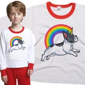 Piżamy dla dziewczynek - Piżama dziecięca Pies Buldog Jednorożec Tęcza 98/104 - VoloDonum - miniaturka - grafika 1