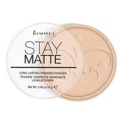 Pudry do twarzy - Rimmel Stay Matte Long Lasting Pressed Powder puder w kamieniu 003 Peach Glow 14g - miniaturka - grafika 1