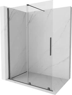 Mexen Velar drzwi prysznicowe rozsuwane Walk-in 160 cm, transparent, gun gray szczotkowany - 871-160-000-03-66 - Ścianki i drzwi prysznicowe - miniaturka - grafika 1