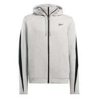 Bluzy męskie - Męska Bluza REEBOK DREAMBLEND FZ HOODIE 100070725 – Szary - miniaturka - grafika 1