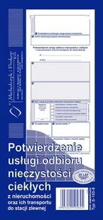Potwierdzenie usługi odbioru nieczystości ciekłych oraz ich transportu do stacji zlewnej - Druki akcydensowe - miniaturka - grafika 1