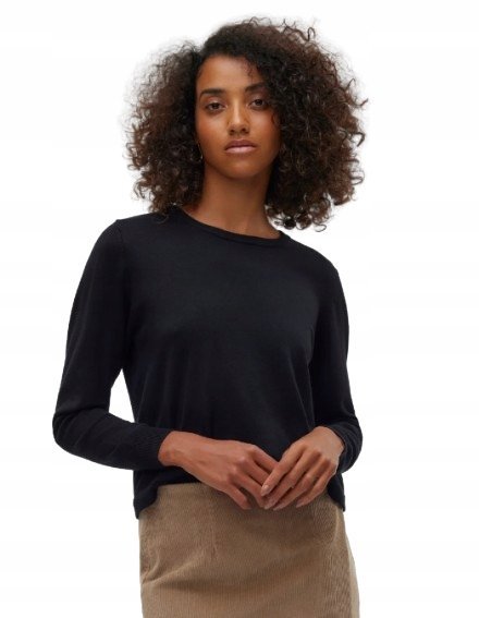 VERO MODA CZARNY SWETER Z OKRĄGŁYM DEKOLTEM I DŁUGIM RĘKAWEM L 1J5E