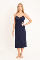 Piżamy damskie - Koszulka midi z koronką - granat - Pakamera - miniaturka - grafika 1