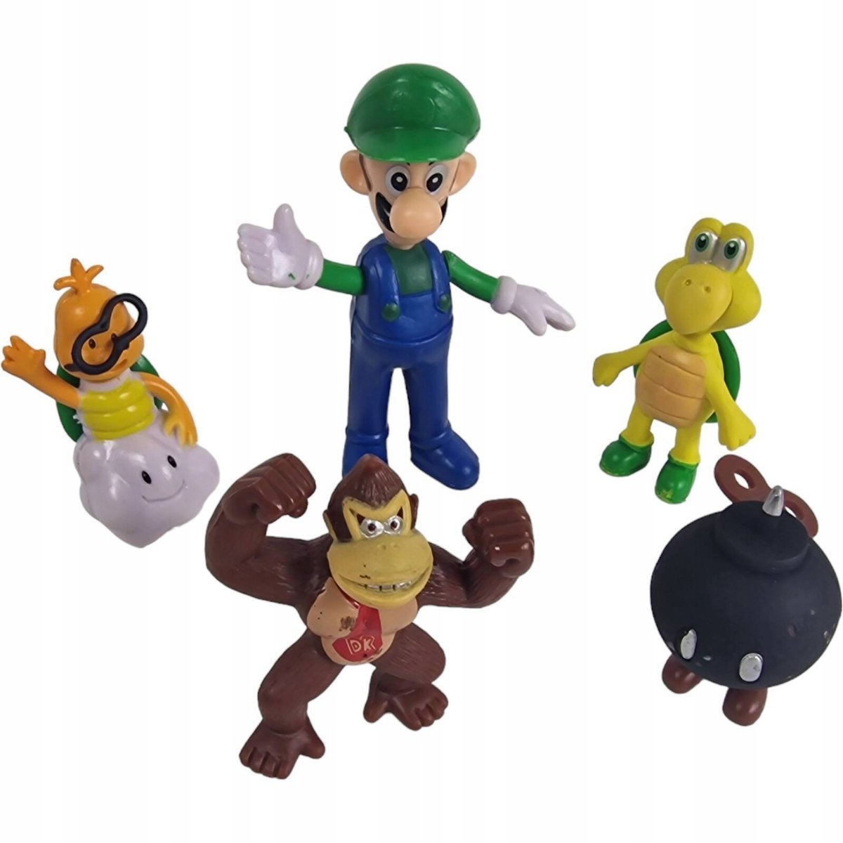 SUPER MARIO BROS FIGURKI ZESTAW 5 FIGUREK 3 ŻETONY FIGURKA LUIGI DONKEY