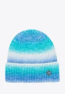 Czapki damskie - Czapka zimowa damska w stylu ombre biało - niebieska - miniaturka - grafika 1