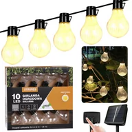 Lampy ogrodowe - Girlanda ogrodowa solarna 10 LED, łańcuch świetlny 3,8m - miniaturka - grafika 1