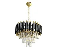 Lampy sufitowe - Żyrandol na łańcuchu CRISTAL 5xE14/40W/230V złoty/czarny - miniaturka - grafika 1