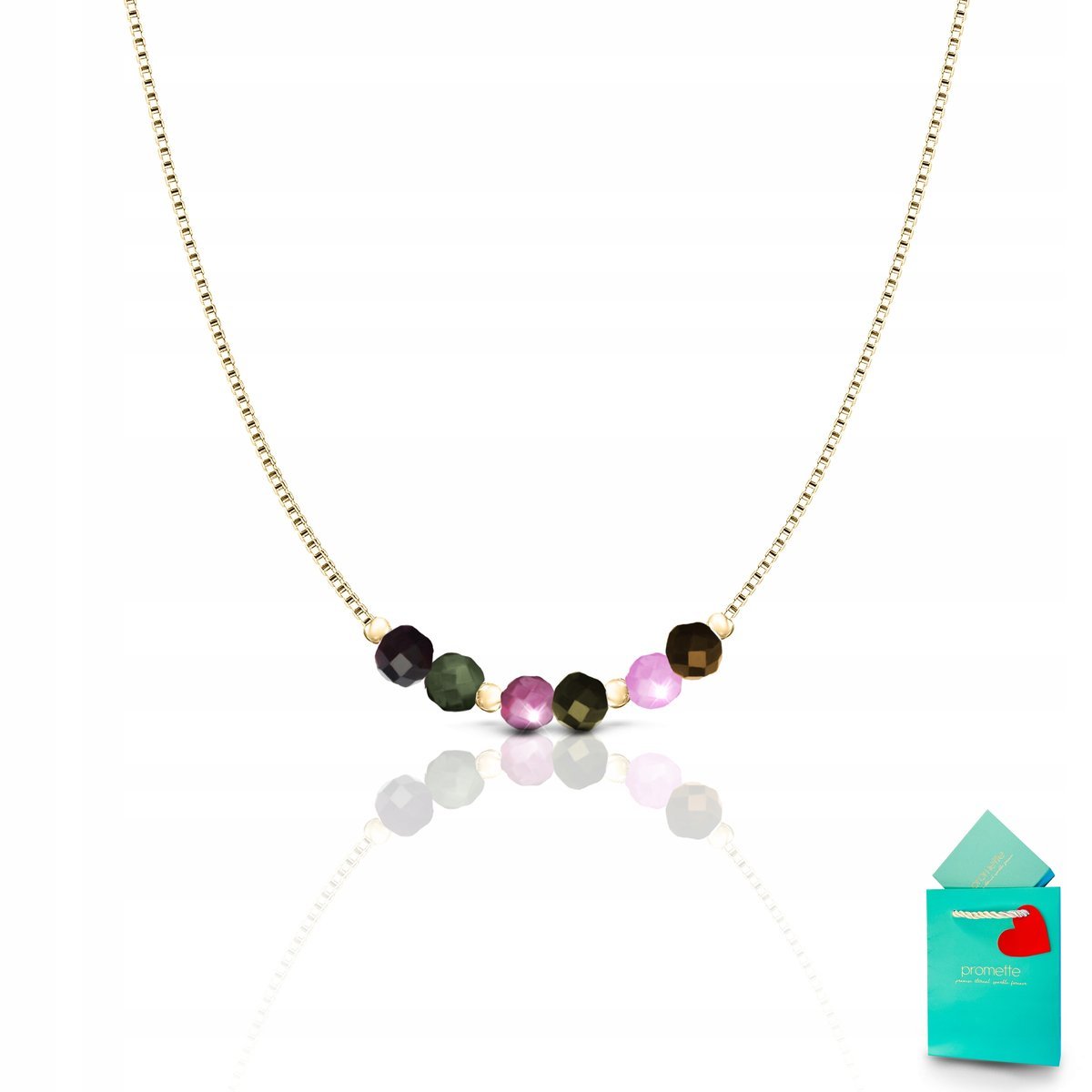 Turmalin arbuzowy naszyjnik wisiorek srebro pozłacane złoty naturalny 925