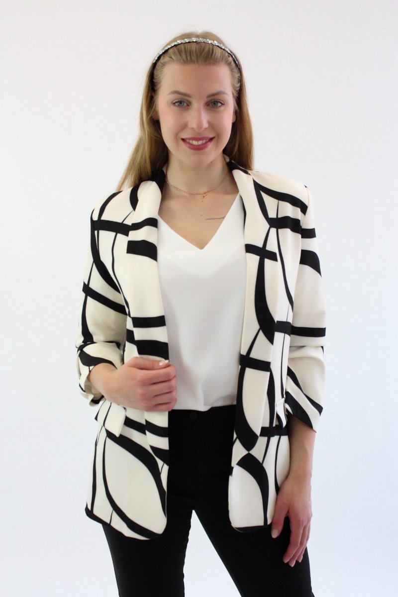 Marynarka w esy Cristina Kremowo-czarna L