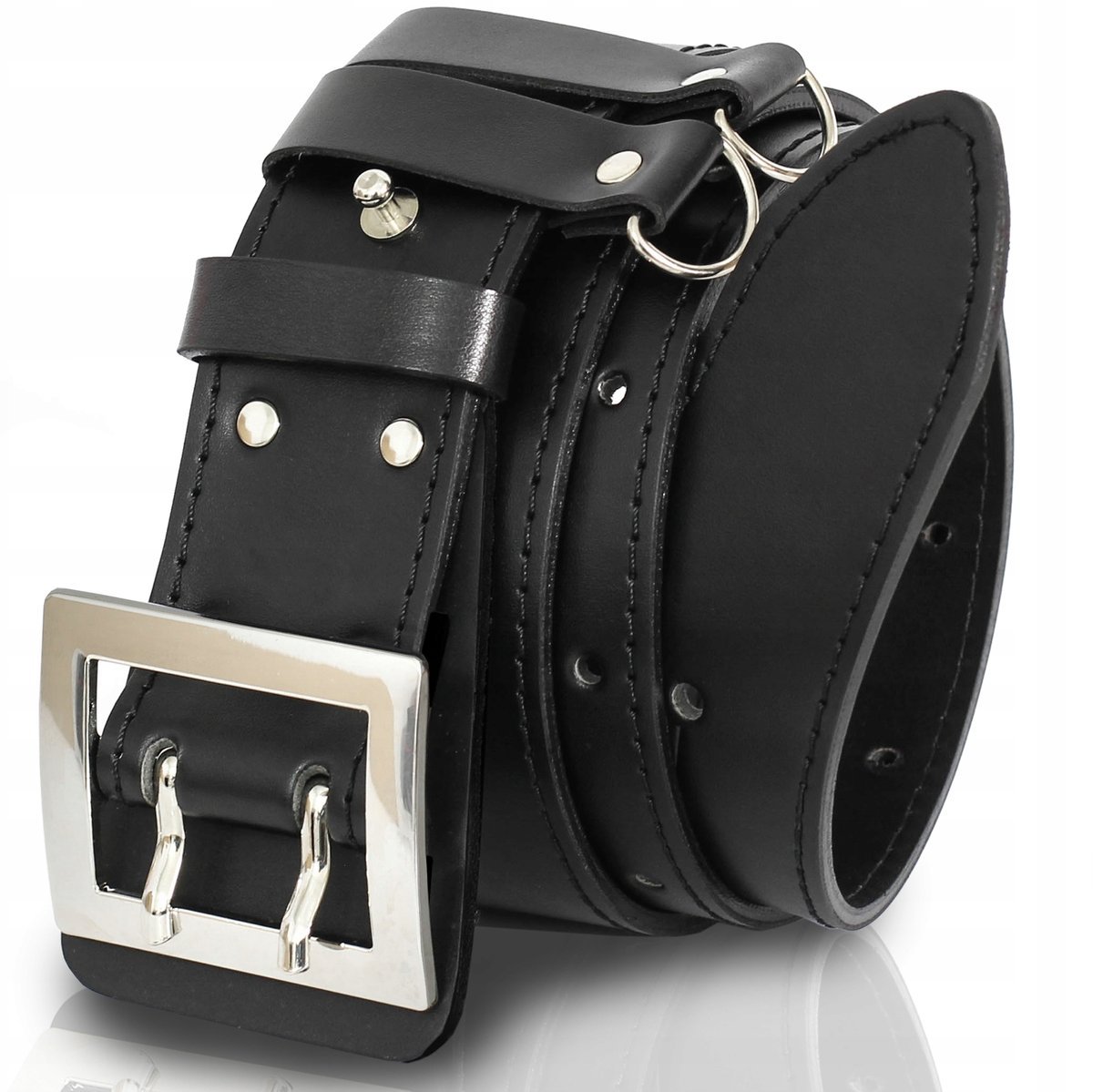 PAS OFICERSKI STRAŻCKI SKÓRZANY PASEK DO STRAŻY WOJSKOWY SKÓRA CZARNY r.105