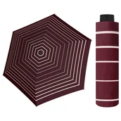 Parasole - NAJLŻEJSZA 140 g parasolka damska Doppler  Fiber Havanna bordowa w paski - miniaturka - grafika 1