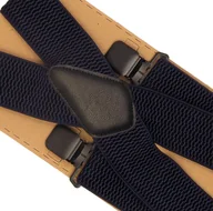 Dodatki do ubrań - Granatowe szerokie szelki do spodni typu X - czarne klamry T118 - miniaturka - grafika 1