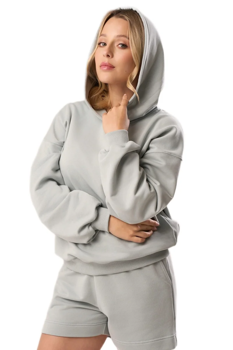 Bawełniana bluza dresowa z kapturem Babell kod 3010 eukaliptusowa XS