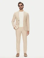 Garnitury - Lindbergh Garnitur 30-606060 Beżowy Slim Fit - miniaturka - grafika 1