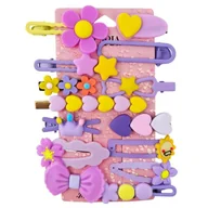 Ozdoby do włosów - Zestaw pakiet 14w1 spinek wsuwek do włosów, kwiatki, kokardka fiolet SP412 - miniaturka - grafika 1