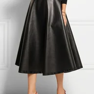 Spódnice - TEMU Spódnica Elegancka dla Kobiet z Biura na Imprezę – A-Line, Zamek Błyskawiczny, Całoroczne Stroje Bez Spodni, Czarna, Wszechstronna Moda, Wygodny - miniaturka - grafika 1