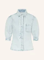 Bluzki damskie - Pepe Jeans Bluzka Jeansowa Macie Z Rękawami 3/4 I Odpinaną Kokardą blau - miniaturka - grafika 1