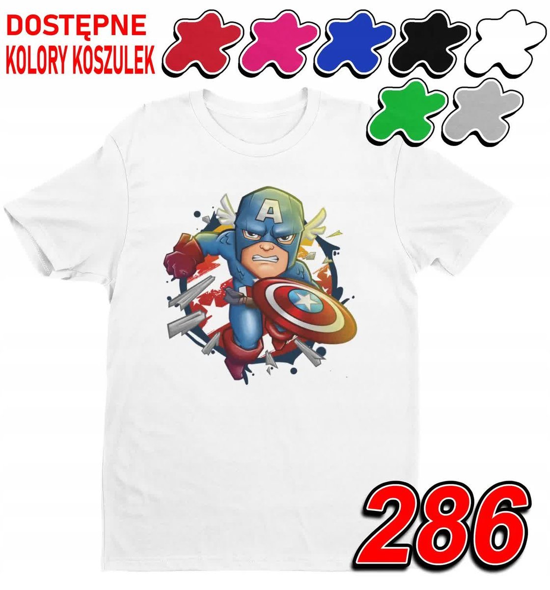 Dziecięca Koszulka T-Shirt Z Nadrukiem Kapitan Ameryka - L 146-152