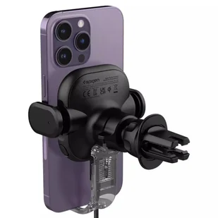 Spigen Uniwersalny Uchwyt Samochodowy z Ładowaniem Bezprzewodowym do Kratki Nawiweu UTS12 Onetap czarny - Uchwyty samochodowe do telefonów - miniaturka - grafika 10