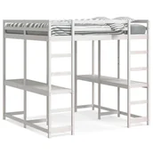 Łóżka dla dzieci i młodzieży - Łóżko na antresoli, z biurkiem i drabinką, białe, 180x200 cm - miniaturka - grafika 1